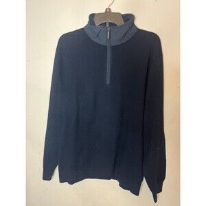 Orvis Wool Cashmere Blend 1/4 Zip Elbow Patch Sweater Mens Size Medium Navy Blue
